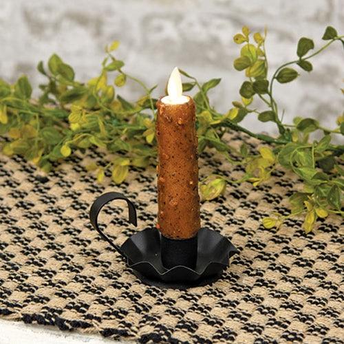 Silicone Dipped Spicy Taper in Black Metal Fluted Base - The Fox Decor
