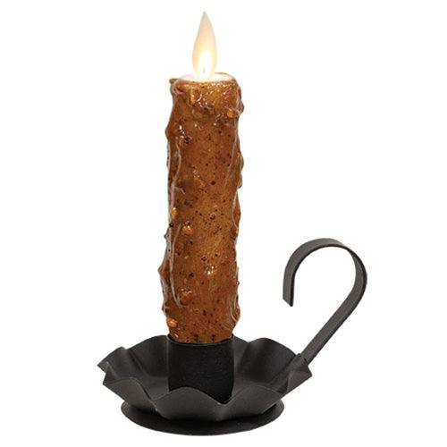 Silicone Dipped Spicy Taper in Black Metal Fluted Base - The Fox Decor