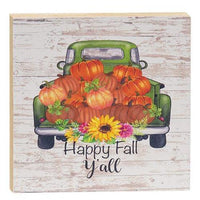 Thumbnail for Happy Fall Y'all Pumpkin Truck Square Block - The Fox Decor