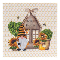 Honey House Bee Gnome Square Block - The Fox Decor