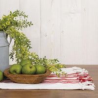 Red Stripe Fringed White Long Runner - The Fox Decor