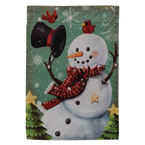 Happy Snowman & Cardinals Garden Flag - The Fox Decor