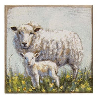 Sheep & Lamb Distressed Block - The Fox Decor