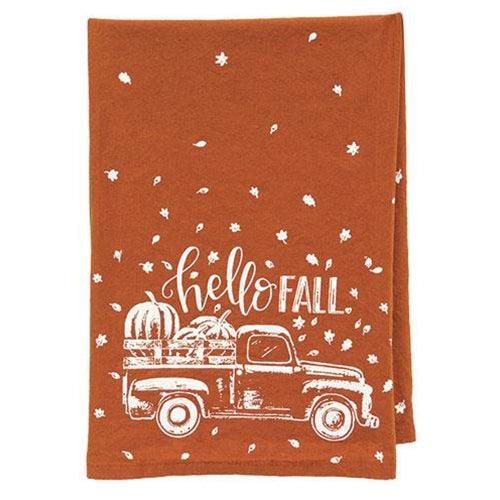 Hello Fall Pumpkin Truck Dish Towel - The Fox Decor