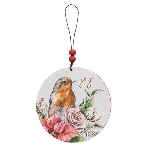 3 Set Round Wooden Winter Bird Ornaments - The Fox Decor