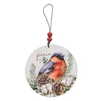 3 Set Round Wooden Winter Bird Ornaments - The Fox Decor