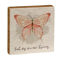 Each Day Is a New Beginning Butterfly Square Block - The Fox Decor