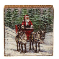 Vintage Santa & His Sleigh Block - The Fox Decor