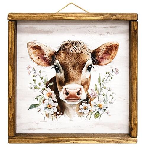 Pretty Cow & Flowers Framed Print 12 - The Fox Decor