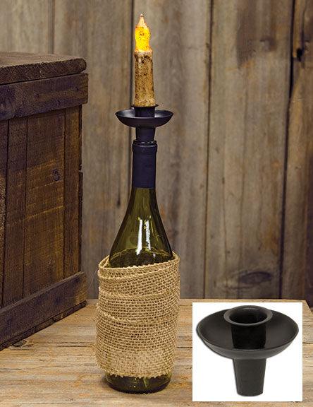 Black Wine Bottle Taper Holder - The Fox Decor