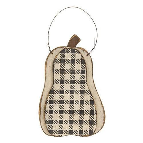 Layered Wood Buffalo Plaid Hanging Pumpkin 2 Asstd - The Fox Decor