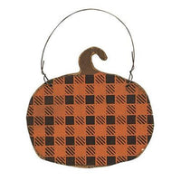 Distressed Black & Orange Buffalo Check Pumpkin Ornament 3 Asstd - The Fox Decor