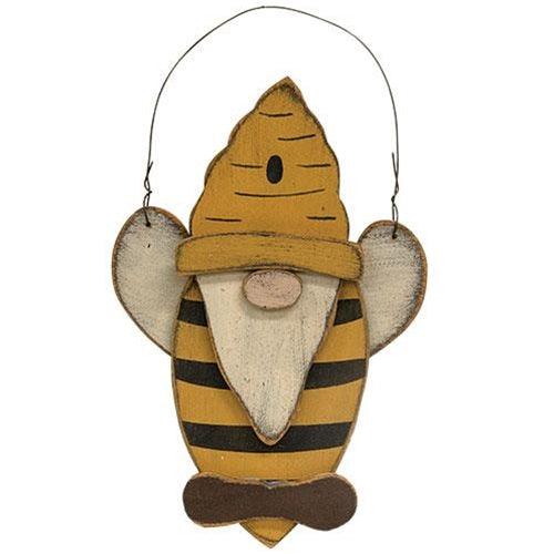 Distressed Wooden Bee Gnome Hanger - The Fox Decor