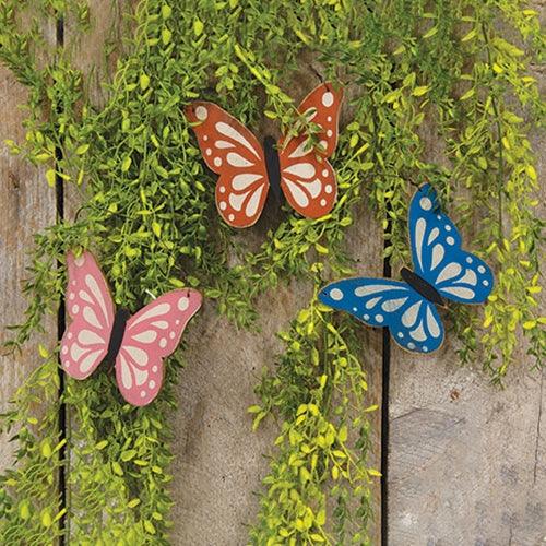 Distressed Wooden Butterfly Ornament 3 Asstd - The Fox Decor
