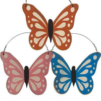 Distressed Wooden Butterfly Ornament 3 Asstd - The Fox Decor