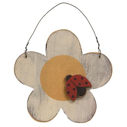 Distressed Wooden Flower & Bug Ornament 2 Asstd - The Fox Decor