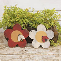 Distressed Wooden Flower & Bug Ornament 2 Asstd - The Fox Decor