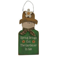 Distressed Wooden Spring Phrases Gardener Hanger 3 Asstd - The Fox Decor