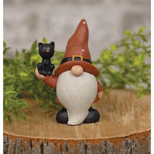 Resin Halloween Gnome w Black Cat - The Fox Decor