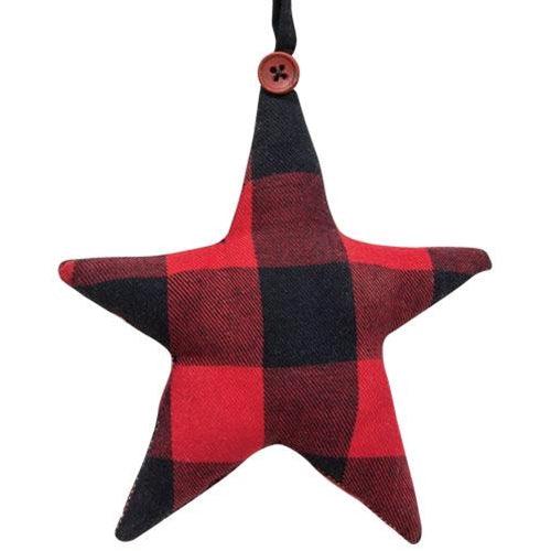 Red Buffalo Check Fabric Star Ornament - The Fox Decor