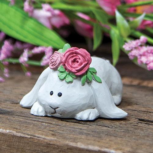 Resin Floppy Ear Spring Bunny w Flowers - The Fox Decor