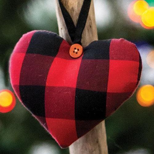 Red & Black Buffalo Check Heart Ornament - The Fox Decor