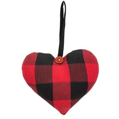 Red & Black Buffalo Check Heart Ornament - The Fox Decor