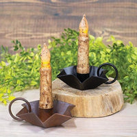 Flower Taper Holder with Handle Black - The Fox Decor