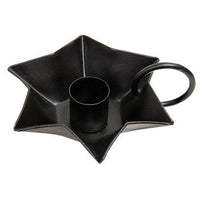 Flower Taper Holder with Handle Black - The Fox Decor