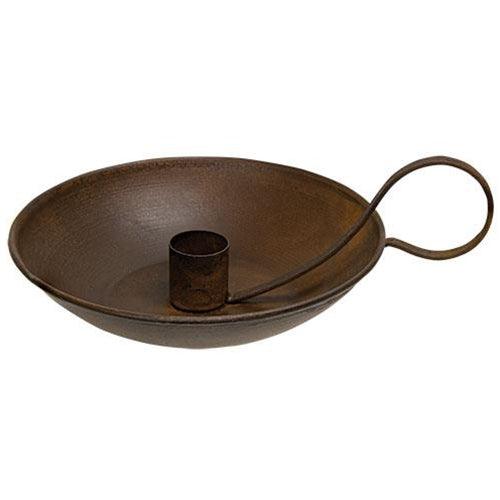 Colonial Taper Holder with Handle Rusty - The Fox Decor