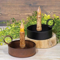 Medium Ribbed Taper Holder Rusty - The Fox Decor