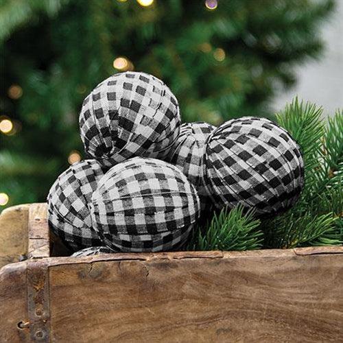 6 Set Black & White Buffalo Check Rag Balls - The Fox Decor