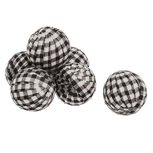 6 Set Black & White Buffalo Check Rag Balls - The Fox Decor