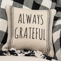 Always Grateful Striped Natural Pillow - The Fox Decor