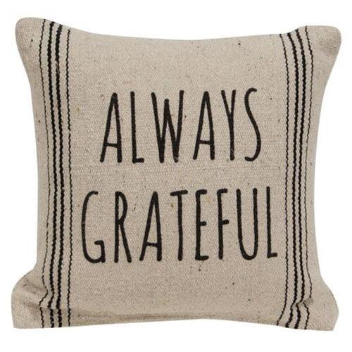 Always Grateful Striped Natural Pillow - The Fox Decor