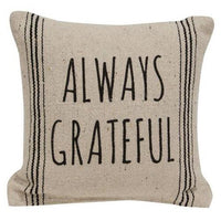 Always Grateful Striped Natural Pillow - The Fox Decor