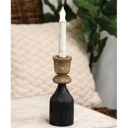 Black & Natural Wood Taper Candle Holder 825 - The Fox Decor