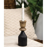 Black & Natural Wood Taper Candle Holder 825 - The Fox Decor