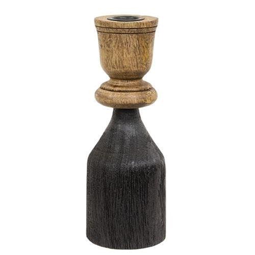 Black & Natural Wood Taper Candle Holder 825 - The Fox Decor
