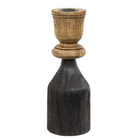 Black & Natural Wood Taper Candle Holder 825 - The Fox Decor