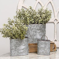 3 Set Galvanized Oval Wall Planters - The Fox Decor