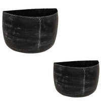 2 Set Distressed Black Metal Wall Bucket - The Fox Decor