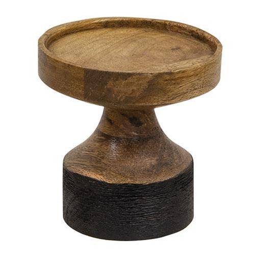 Black & Wood Pillar Candle Holder 425 - The Fox Decor