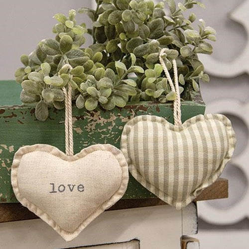 Love & Stripe Fabric Heart Ornament 2 Asstd - The Fox Decor