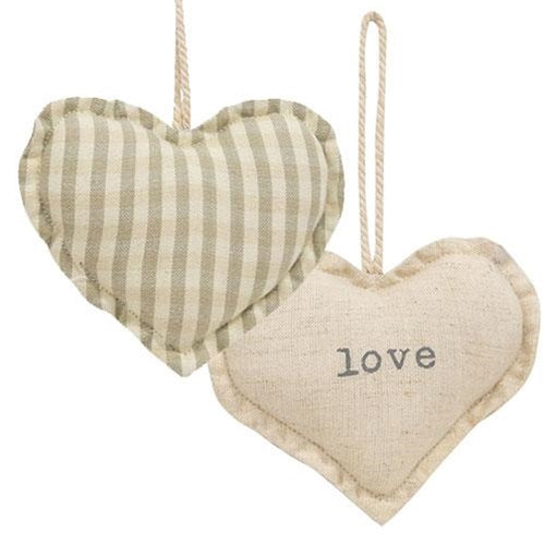 Love & Stripe Fabric Heart Ornament 2 Asstd - The Fox Decor