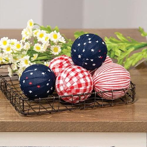 6 Set Americana Gingham Rag Balls - The Fox Decor