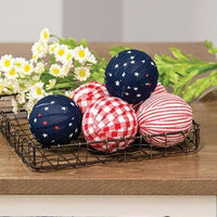 6 Set Americana Gingham Rag Balls - The Fox Decor