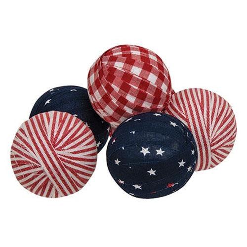 6 Set Americana Gingham Rag Balls - The Fox Decor