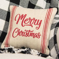 Merry Christmas Red Striped Pillow - The Fox Decor