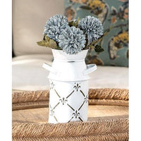 Whitewashed Fleur De Lis Galvanized Milk Can Small - The Fox Decor